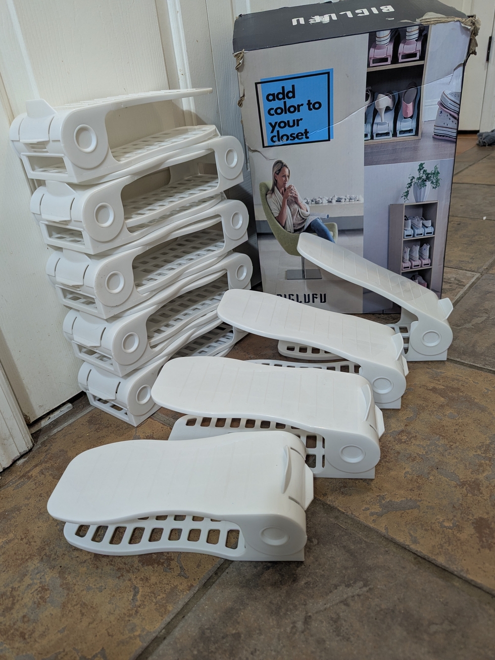 Adjustable Shoe Organizer Stackers - White